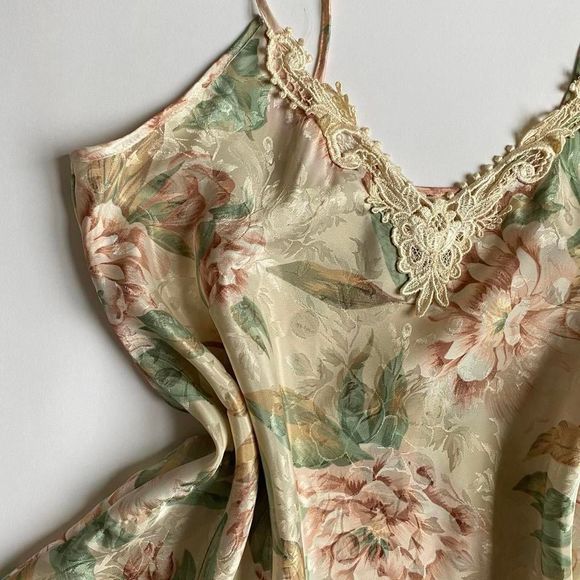 Vintage satin floral slip dress - Picture 3 of 8